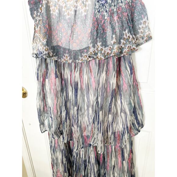 Anthropologie Dress Meadow Rue Boho Josie Tiered Maxi Fairy Multi Bohemian Sz 10 - Picture 5 of 10